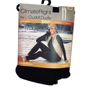 🔥$20🔥NEW CUDDL DUDS ClimateRight Leggings Base Layer High rise Black Large Women